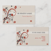 Carte De Visite Spirales noires rouges et fleurs (Devant / Derrière)