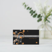 Carte De Visite Spirales oranges blanches et fleurs (Debout devant)