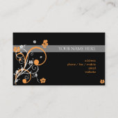 Carte De Visite Spirales oranges blanches et fleurs (Dos)