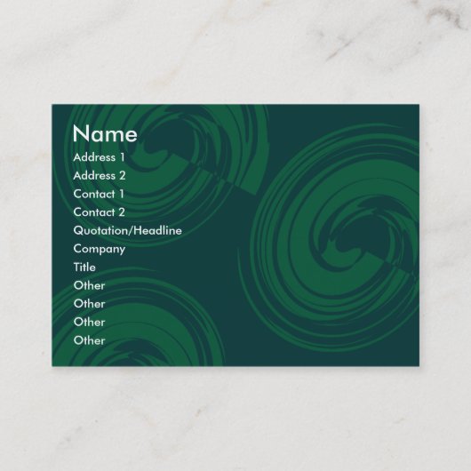 Carte De Visite Spirales vertes foncées (Devant)