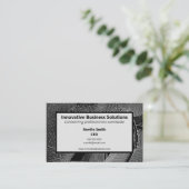 Carte De Visite Spiraux noirs et blancs avec particules haute tech (Debout devant)