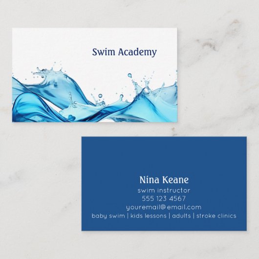 Carte De Visite Splash instructeur de natation (Devant / Derrière)