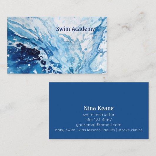 Carte De Visite Splash instructeur de natation (Devant / Derrière)