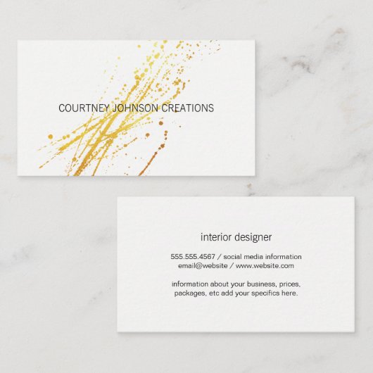 Carte De Visite Splatte Expressive Or (Devant / Derrière)