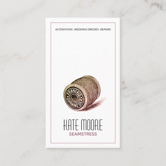 Carte De Visite Spool De Fil Sur Mesure De Seamstress (Devant)