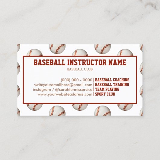 Carte De Visite Sport Coach Baseball (Dos)