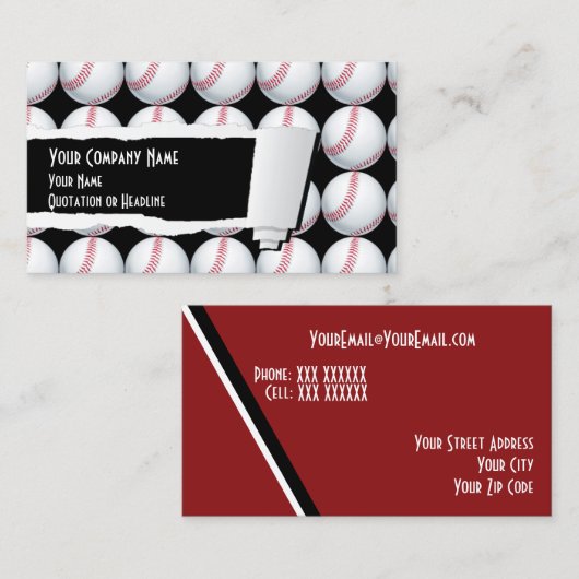 Carte De Visite Sport de base-ball (Devant / Derrière)