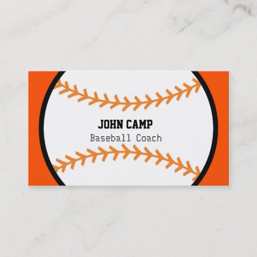 Carte de visite sportif de baseball Black & Orange (Devant)