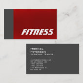 Carte de visite sportif tendance Grey Red Fitness (Devant / Derrière)