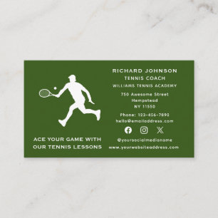 Carte De Visite Sports Social Media Entraîneur de tennis Homme