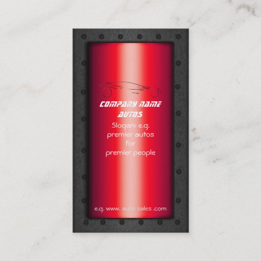 Carte De Visite Sportscar on Red - modèle de vente automatique (Devant)