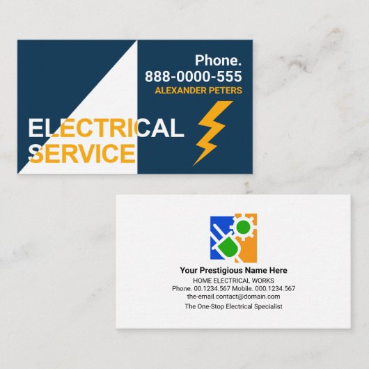 Carte De Visite Spotlight Service électrique Lightning (Devant / Derrière)