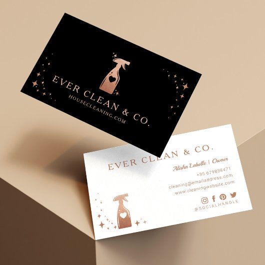 Carte De Visite Spray Bottle Professional Maid & House Cleaning