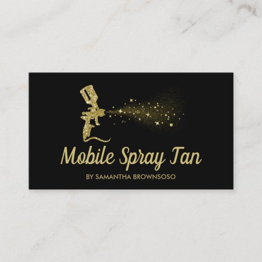 Carte De Visite Spray de bronzage mobile Black and Gold (Devant)