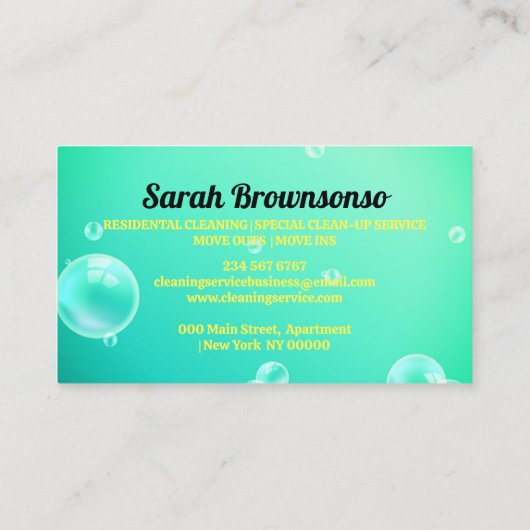 Carte De Visite Spray nettoyant Jaune vert néon (Dos)