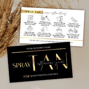Carte De Visite Spray Tan Afcare Guide moderne Noir & Or