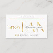 Carte De Visite Spray Tan Aftercare Guide moderne Blanc & Or (Devant)