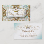 Carte De Visite Spray Tan Elegant Couronne Damask Bijoux (Devant / Derrière)