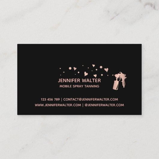 Carte De Visite Spray Tan machine mobile studio de bronzage coeurs (Dos)