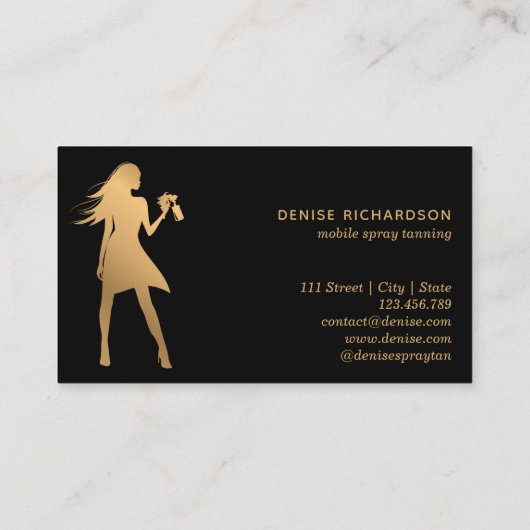 Carte De Visite Spray Tan Mobile Spray Tan Gold Glittering Girl (Dos)