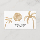 Carte De Visite Spray Tan Mobile Tropical Palm Tree Beach Gold (Devant)