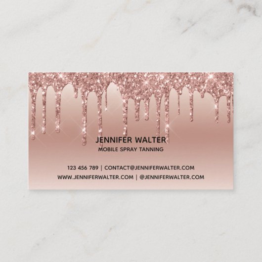 Carte De Visite Spray tan script goutte à goutte parties scintilla (Dos)