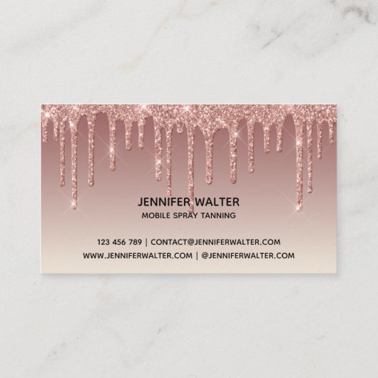 Carte De Visite Spray tan script goutte à goutte parties scintilla (Dos)