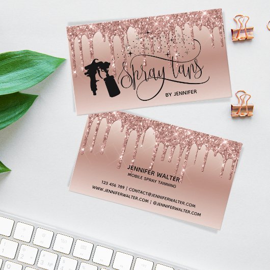 Carte De Visite Spray tan script goutte à goutte parties scintilla