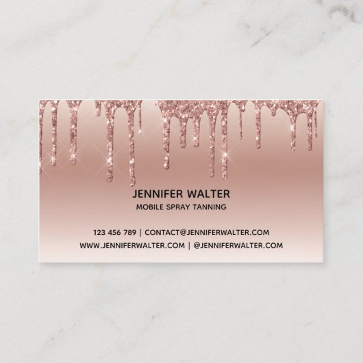 Carte De Visite Spray tan script goutte à goutte parties scintilla (Dos)