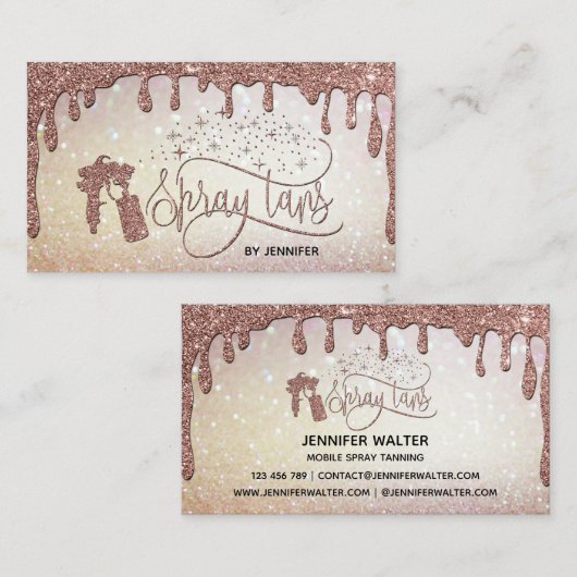 Carte De Visite Spray tan script goutte à goutte parties scintilla (Devant / Derrière)