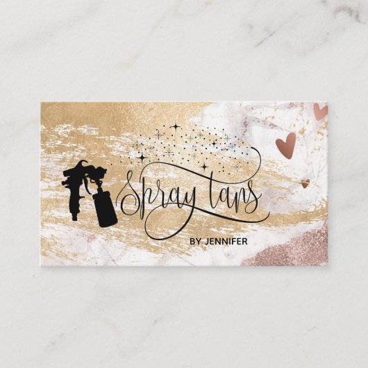 Carte De Visite Spray tan script or parties scintillant brosse coe (Devant)