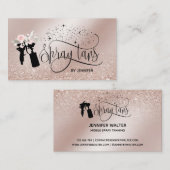 Carte De Visite Spray tan script parties scintillant or floral (Devant / Derrière)