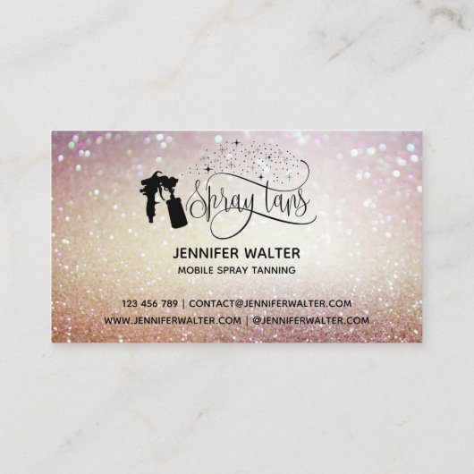 Carte De Visite Spray tan script parties scintillant or marbre tex (Dos)