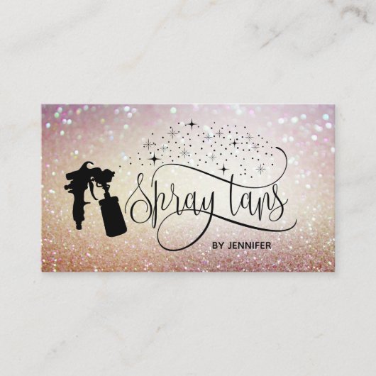 Carte De Visite Spray tan script parties scintillant or marbre tex (Devant)