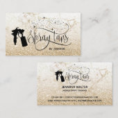 Carte De Visite Spray tan script parties scintillant or marbre tex (Devant / Derrière)