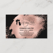Carte De Visite Spray tan script parties scintillant rose or splas (Dos)