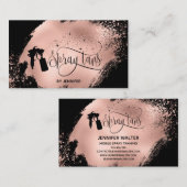 Carte De Visite Spray tan script parties scintillant rose or splas (Devant / Derrière)