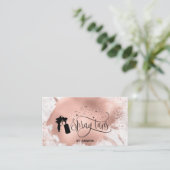 Carte De Visite Spray tan script parties scintillant rose or splas (Debout devant)