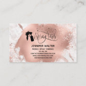Carte De Visite Spray tan script parties scintillant rose or splas (Dos)