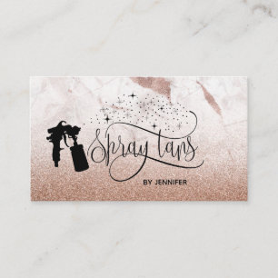Carte De Visite Spray tan script rose or marbre texture