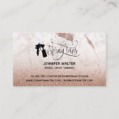 Carte De Visite Spray tan script rose or marbre texture (Dos)