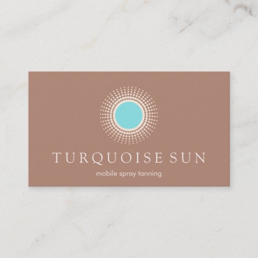 Carte De Visite Spray Tanning Tan et Turquoise Sun Logo (Devant)