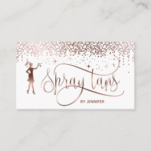 Carte De Visite Spray tans script rose or parties scintillant conf