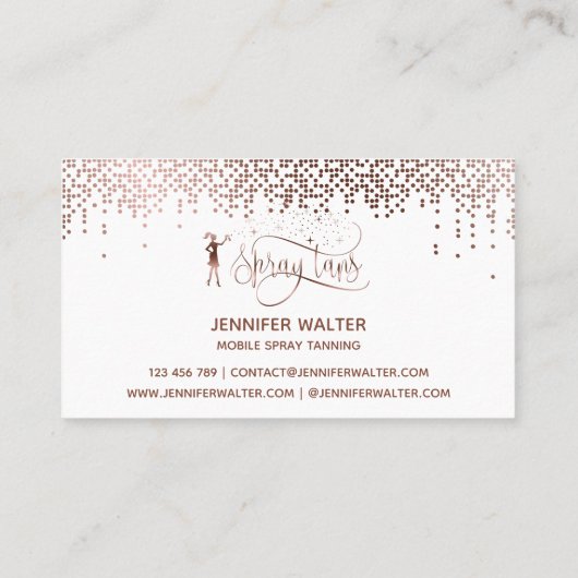 Carte De Visite Spray tans script rose or parties scintillant conf (Dos)
