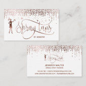 Carte De Visite Spray tans script rose or parties scintillant conf (Devant / Derrière)