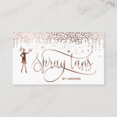 Carte De Visite Spray tans script rose or parties scintillant conf (Devant)