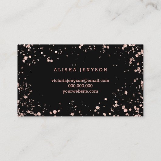 Carte De Visite Spray tanz script rose or confetti plaques (Dos)