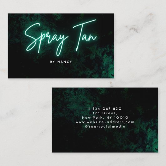 Carte De Visite Spray vert néon tan (Devant / Derrière)
