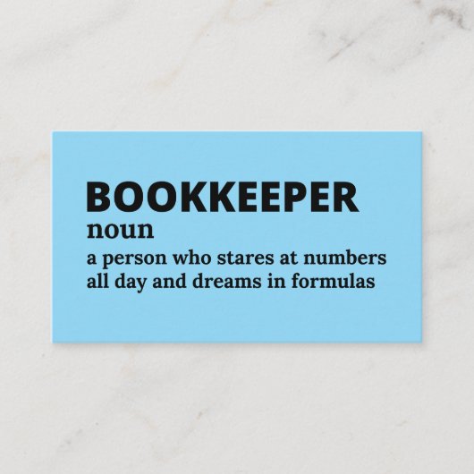 Carte De Visite Spreadsheet Champion - Funny Bokeeper Design (Devant)