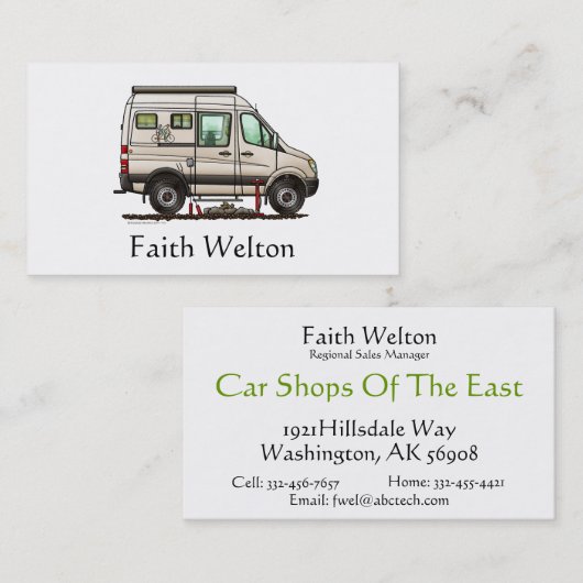 Carte De Visite Sprinter Camper Van RV (Devant / Derrière)